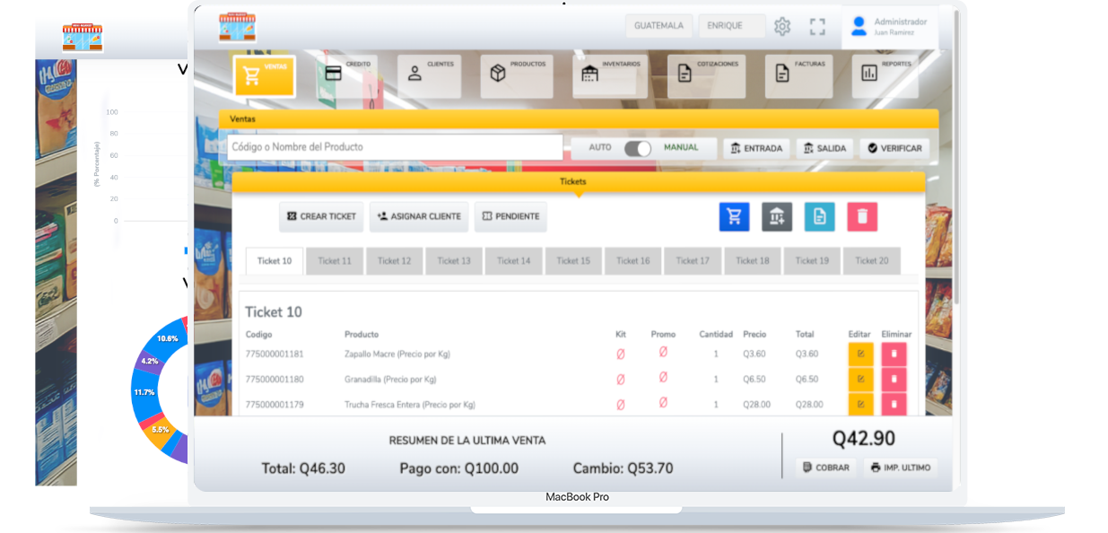 Panel de gestión del software